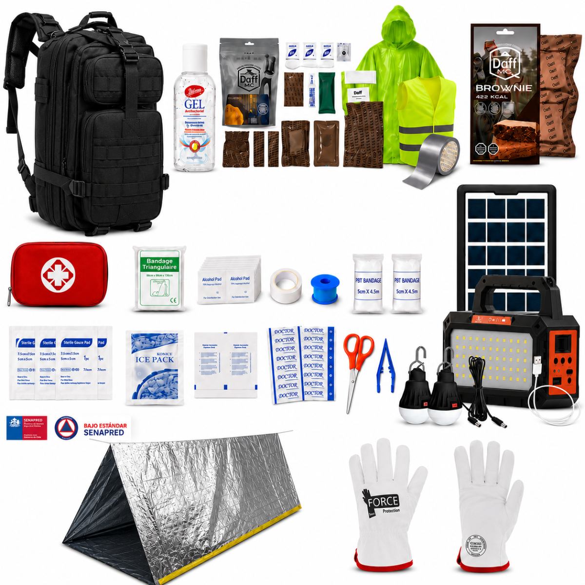 Mochila Emergencia 72H Premium | 109 Piezas SENAPRED