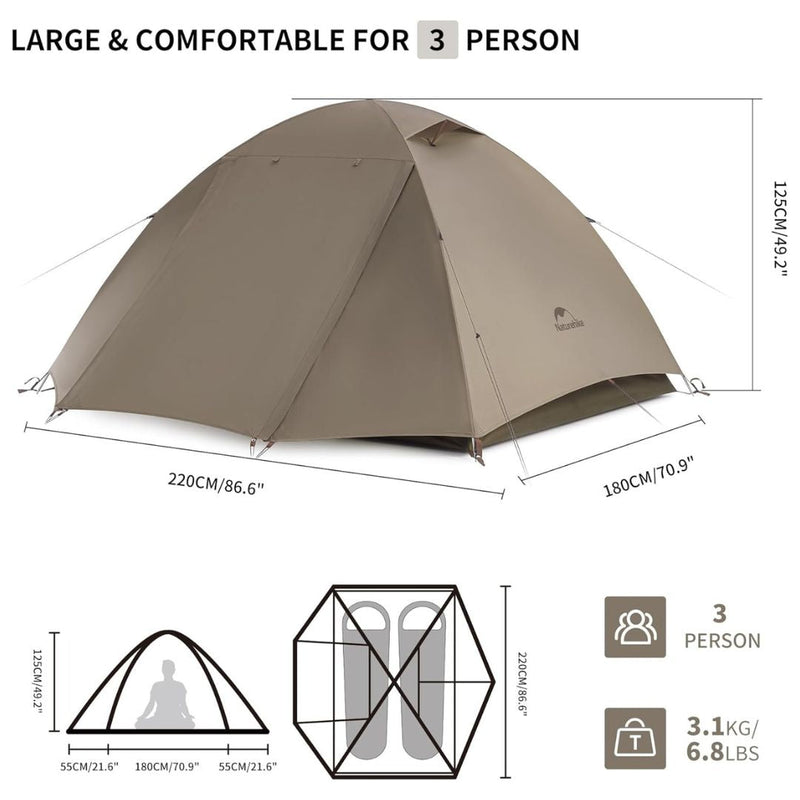 Carpa Naturehike ultraliviana para 2 personas.
