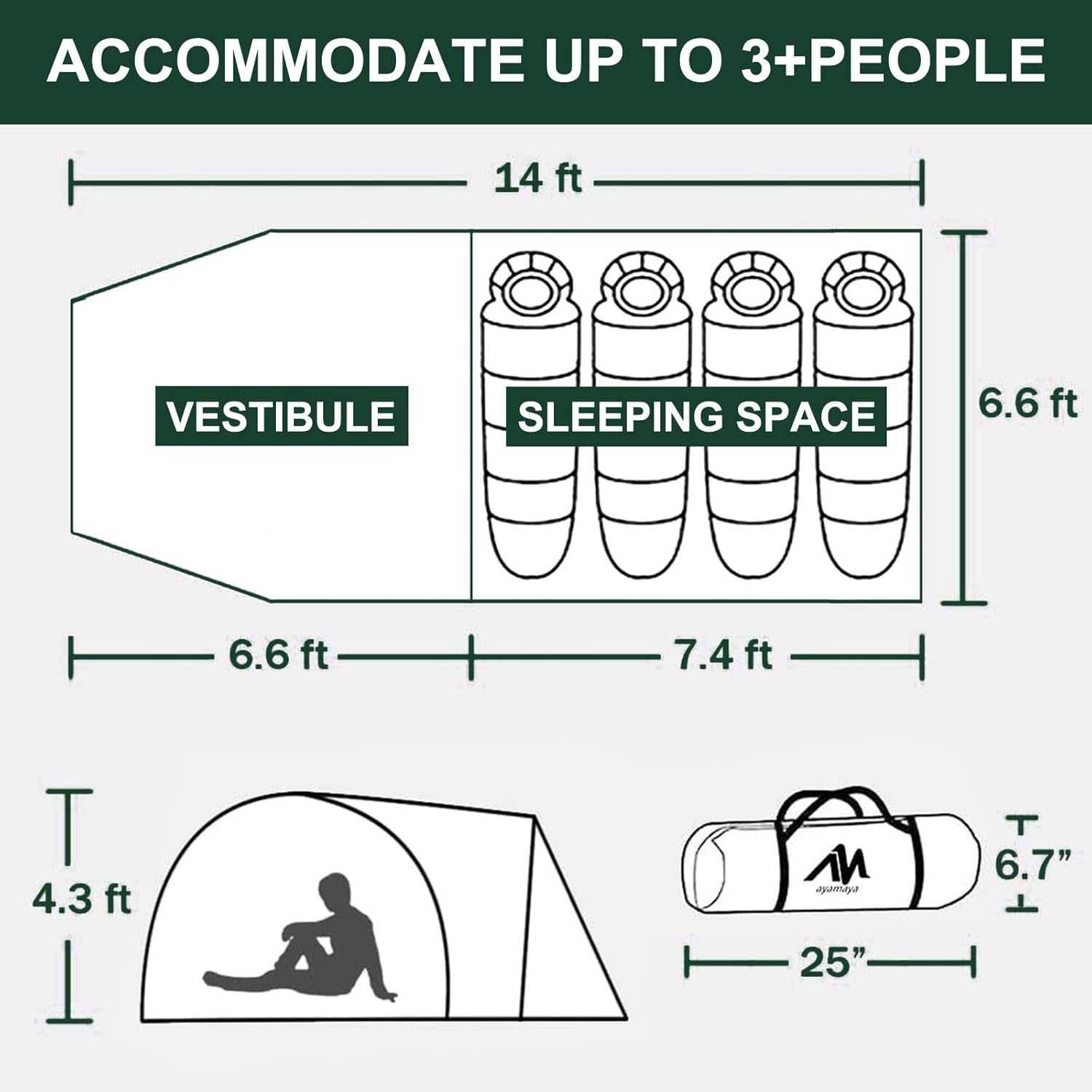Carpa para 4 personas  fácil de montar