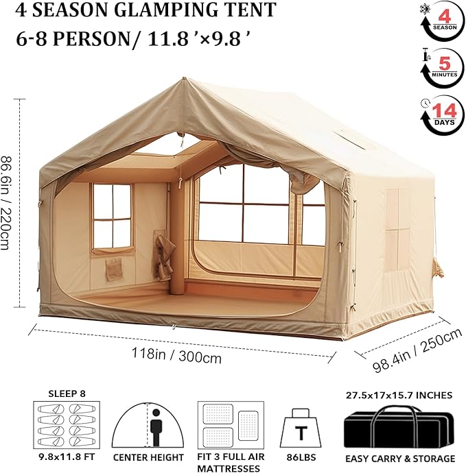 Carpa Inflable 6-8 Personas Salida para Estufa