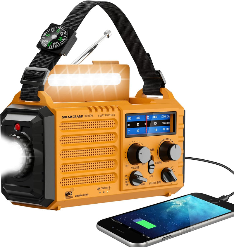 Radio de emergencia con alerta meteorológica NOAA