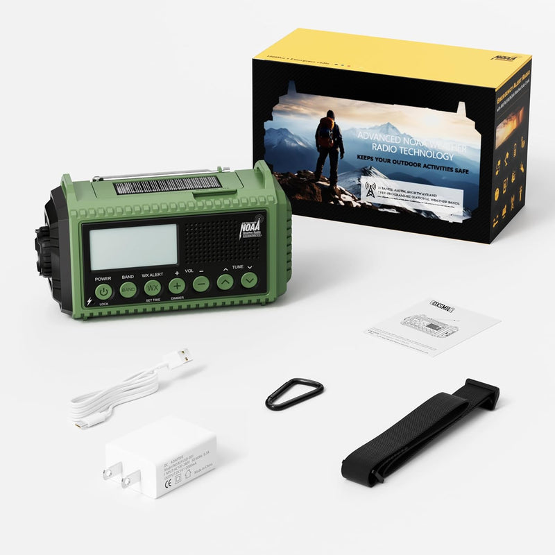 Radio de Emergencia NOAA 4 000 mAh Solar y Manivela