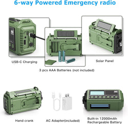 Radio de Emergencia NOAA 4 000 mAh Solar y Manivela