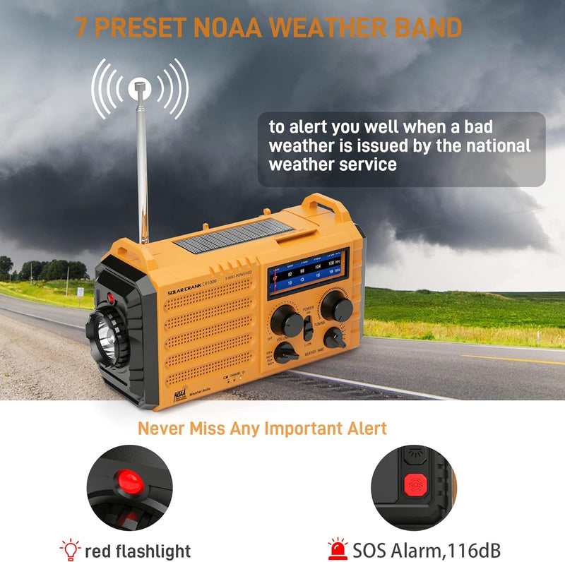 Radio de emergencia con alerta meteorológica NOAA