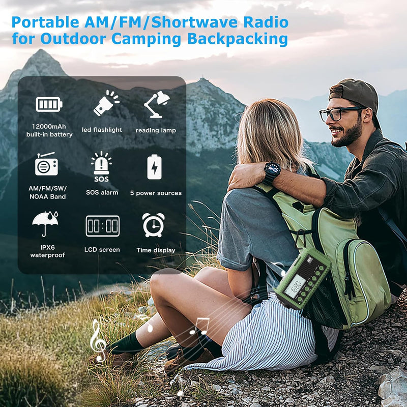 Radio de Emergencia NOAA 4 000 mAh Solar y Manivela