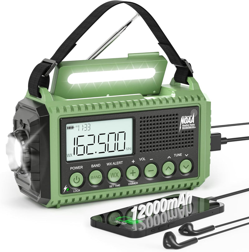 Radio de Emergencia NOAA 4 000 mAh Solar y Manivela