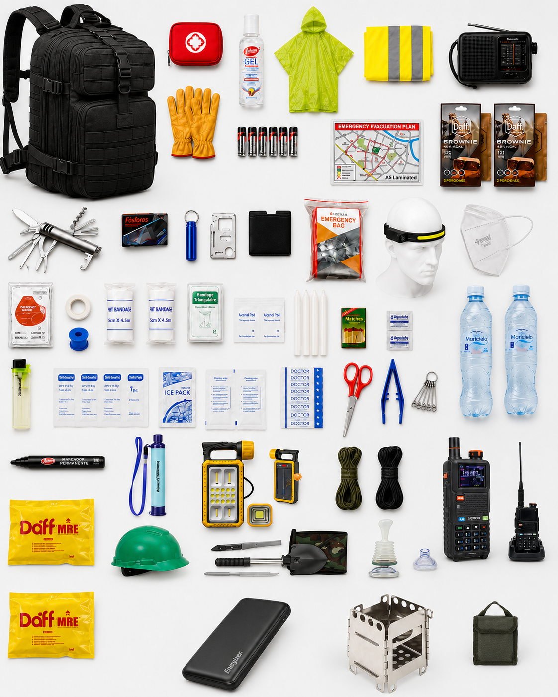 Kit Supervivencia Extremo | Mochila 50L + Radio Baofeng + Saco -10°C + Estufa