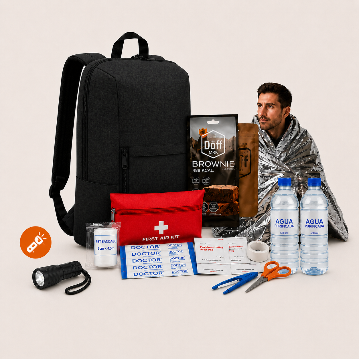 Mochila de Emergencia 24H Básica según recomendación SENAPRED
