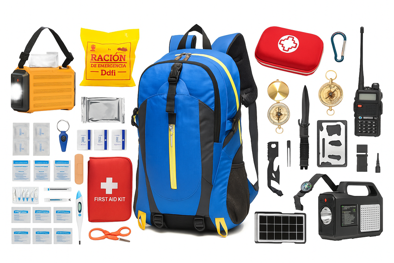 Mochila de Supervivencia 72 Horas Chile – Kit de Emergencia con 96 Accesorios para Terremotos Tsunamis  Catástrofes