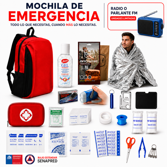 Mochila de Emergencia 72H Básica | Tipo SENAPRED