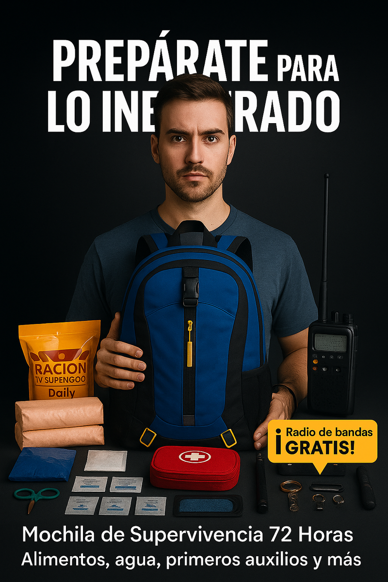 Mochila de Supervivencia 72 Horas Chile – Kit de Emergencia con 96 Accesorios para Terremotos, Tsunamis y Catástrofes shoa