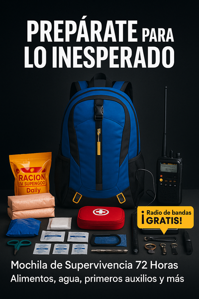 Mochila de Supervivencia 72 Horas Chile – Kit de Emergencia con 96 Accesorios para Terremotos Tsunamis  Catástrofes