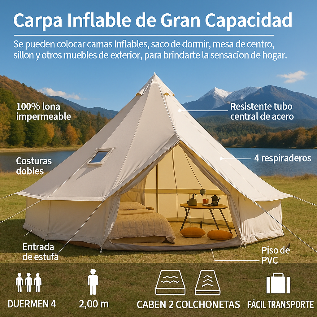 Carpa Glamping – Tipo Bell para 4 Personas