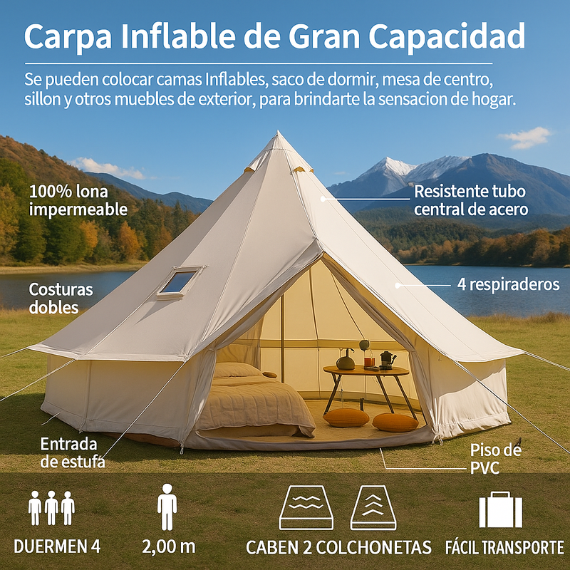 Carpa Glamping – Tipo Bell para 4 Personas