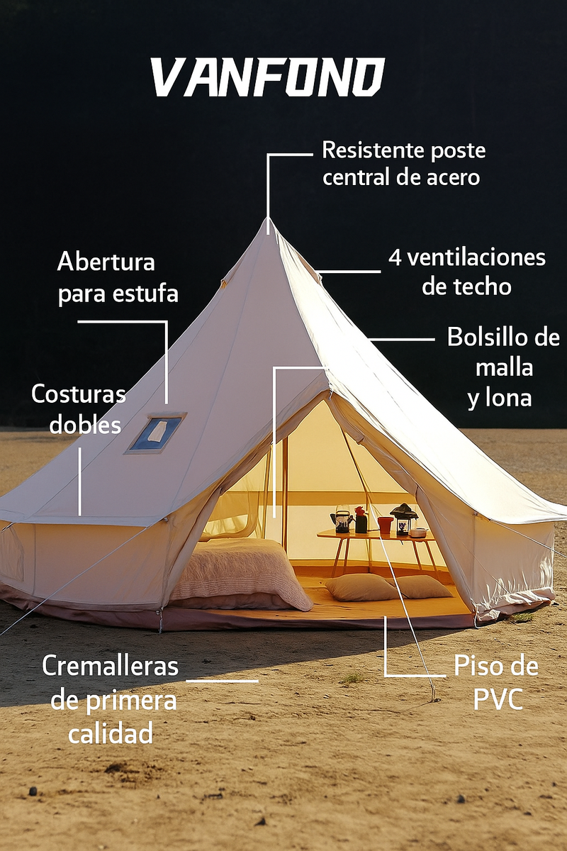 Carpa Glamping – Tipo Bell para 8 Personas 