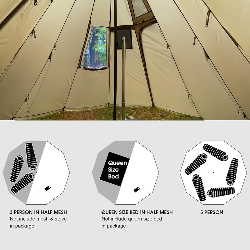 Carpa Tipi – 4 Personas (4 Estaciones)