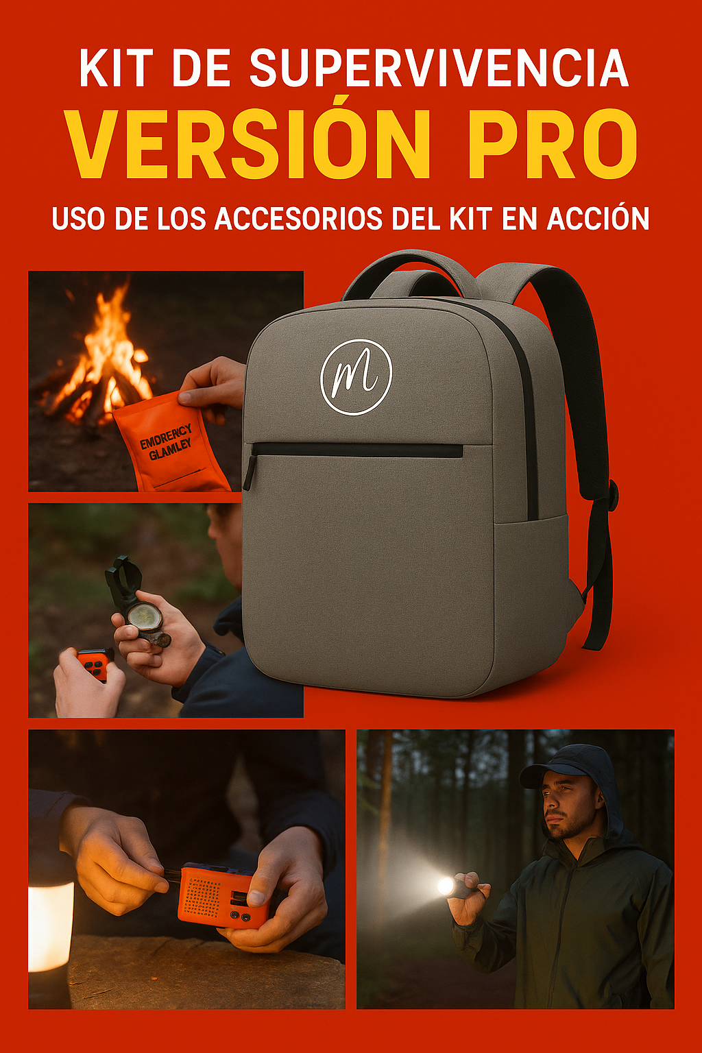 Mochila de Supervivencia MEDIO – Kit de Emergencia 40 accesorios