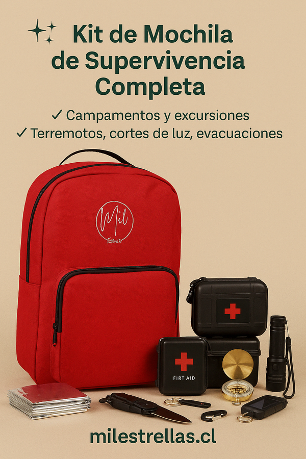 Mochila de Supervivencia MEDIO – Kit de Emergencia 40 accesorios